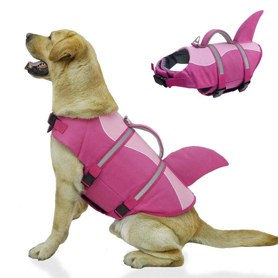 鯊魚狗救生衣 高浮力游泳寵物背心 附手把 適合小型與中型犬