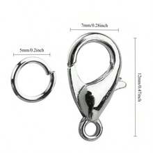 300pcs Lobster Claw Clasp And Jump Ring Set, Includes 100pcs Lobster Clasps And 200pcs Jump Rings, Suitable For Handmade Beading, Spacer Bead Connectors, Pendant Necklace Clips, Bracelet Connectors, Open Rings And Jewelry Making Materials - Lobster Buckle With Open Ring - View 6