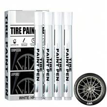 4 Pack White Tire Paint Marker, Waterproof Oil Based Pen For Car Rubber Tyre Tread, Auto Graffiti Tracing Pen - A - View 1
