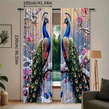 2 Pezzi, Eleganti Tende Semi-Trasparenti a Motivo Pavone, Materiale in Poliestere Multifunzionale e Durevole (Asta Non Inclusa), Ideali per Soggiorno e Camera da Letto, Decorazione per la Casa per Tutte le Stagioni - Multicolore - Visualizzare 12