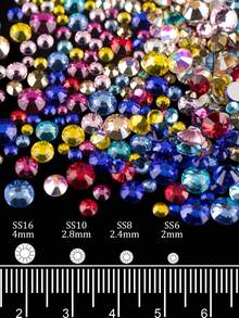3 Boxes AB And Clear And Mixed Color Flatback Round Rhinestones Kit, Multi Size Glass Crystals Bead With Pickup Pencil And Tweezer For DIY Nail Art Nail Charms - Baby Pink - View 3