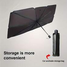 1 pieza Parasol para parabrisas de coche, aislamiento térmico y protección UV, accesorio interior enrollable fácil de usar con bolsa de almacenamiento negra, reduce la temperatura del coche de manera efectiva, diseño duradero y ligero, cubre completamente el parabrisas delantero, adecuado para la mayoría de los modelos de coche - Multicolor - Ver 9