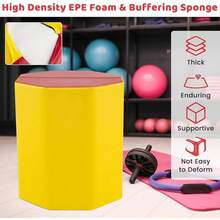 24.5" X 26" Octagon Gymnastics Mat, Skill Shape Tumbling Mat W/Waterproof Zippered Cover & Thick Filling, Somersault Backbend Trainer For Cheerleading & Martial Arts - Yellow - View 5