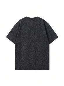 SHEIN | Garfield Áo thun nữ màu xám wash hai mặt, in hình mèo hoạt hình hài hước trồng cây chuối và chữ đỏ, tay ngắn dáng rộng, phong cách street girl mặc hàng ngày - màu đen - Xem 6