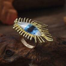 1pc Quirky Eye Ring, Creative Drip Oil Eyeball Knuckle Ring, Vintage Bohemian Style, Travel Vacation Accessory - Multicolor - View 9