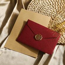 3-Piece Luxury Linen Envelope & Stationery Set With Wax Seal Stamp, Suitable For DIY Gifts, Wedding Invitations And Office Use - 3-piece - View 24