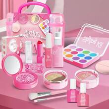 Girls Pretend Makeup Game Toy Set, Simulated Makeup Toys, Children's Makeup Toys, Portable Makeup Tool Box With Storage Bag, Role Play Accessories, Realistic Lipstick Eyeshadow Vanity Toy Accessories, Suitable For 3-8 Years Old Girls' House Play Gift Box, Applicable For Children's Dress-Up Games And Performance Parties (No Real Cosmetics Included) - Multicolor - View 6