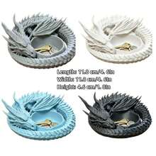 3D Printed Dragon Key Holder Tray – Fantasy Desk Organizer, Small Trinket Dish For Keys, Jewelry, Coins, Rings, Home Office Decor - Multicolor - View 5