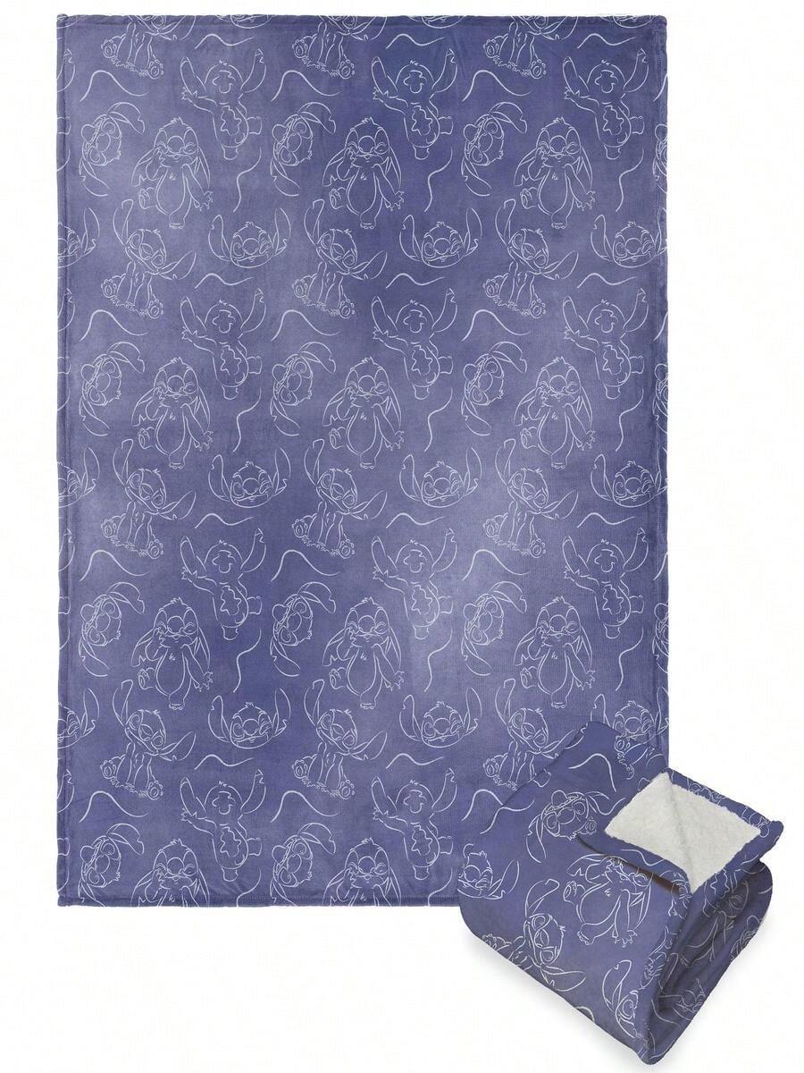 Lilo And Stitch Silk Touch Sherpa Throw Blanket,Stitch Clouds - 白色 - 查看 1