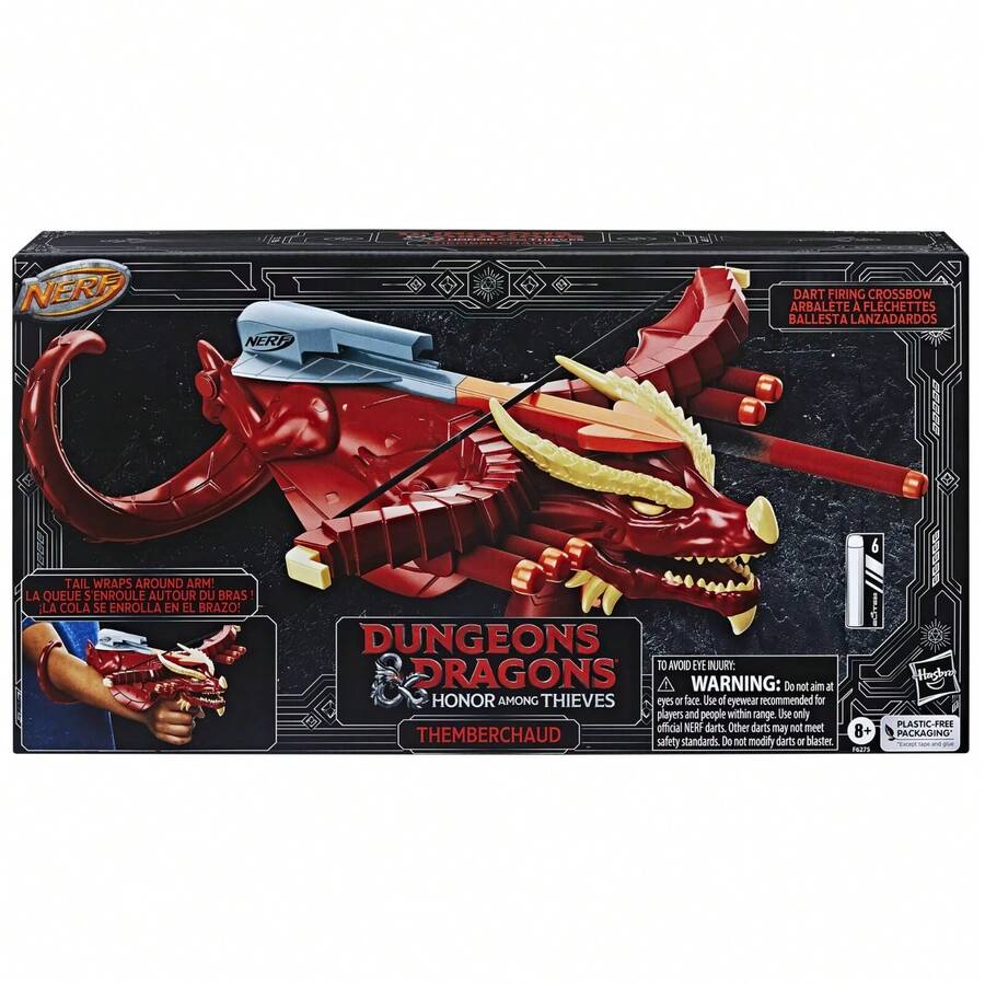 Hasbro Nerf Dungeons & Dragons Themberchaud Nerf Blaster, 6 Nerf Elite Darts - Red - View 1