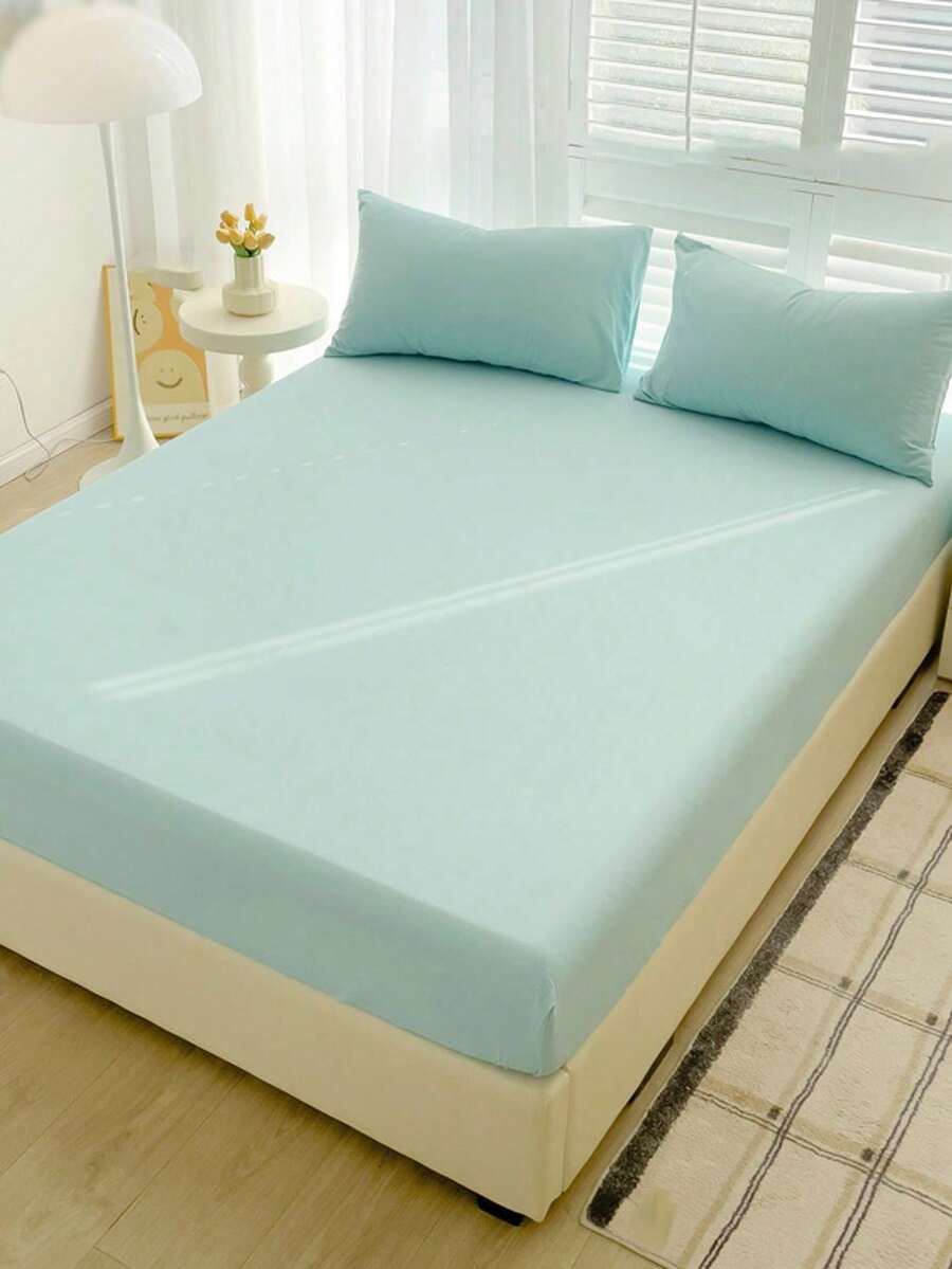 Camel Color Brushed Skin-Friendly Soft Comfortable 3 PiecesBed Sheet Set - Cadet Blue - View 1