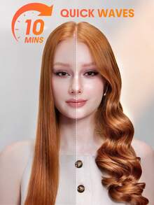 SHEGLAM HAIR It-Curl One-Touch Instant Curler Automatic Curling Iron+Glossy Shine Strong Styling Stick,Auto Hair Curler,32mm Automatic Hair Curler With 3 Temperatures,Fast Heating & 2-Way Rotation,Automatic Shut-Off,Anti-Scald & Anti-Tangle Rotating Curling Wand,Touch Instant Curler For Hair Styling - Orange - View 4