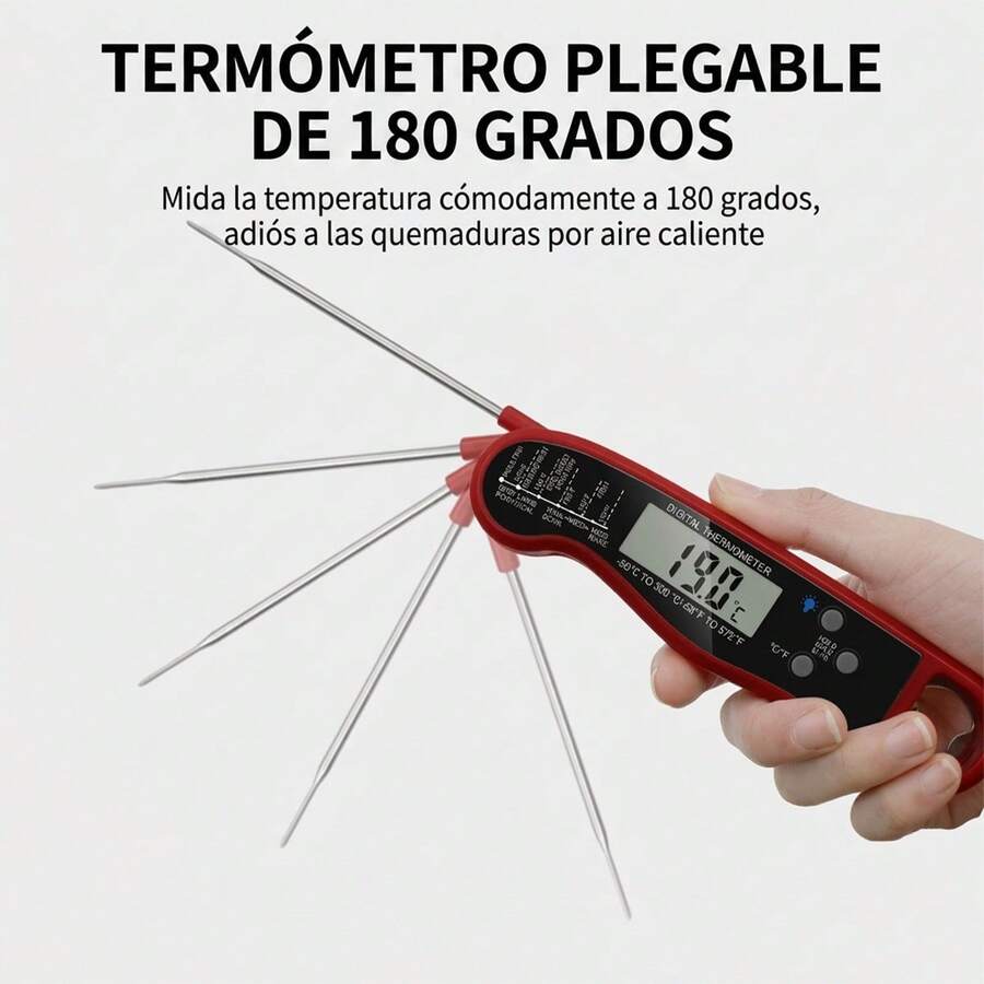 180° Foldable Digital Kitchen Thermometer, Stainless Steel Probe With Display, Temperature Meter For Meat, BBQ, Baking And Liquids - One Size Fits All - View 1