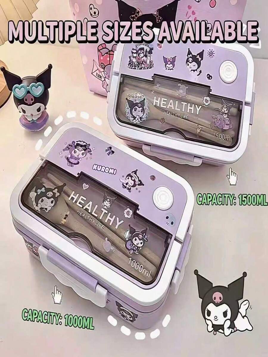 1 buah Kotak Makan Siang DIY Sanrio Hello Kitty dan Kuromi dengan Sekat, Kotak Makan Siang Dua Lapis untuk Pelajar, Kotak Makan Siang Kantor, Kotak Makan Siang Berinsulasi Isi Air, Kotak Makan Siang Portabel Kapasitas Besar, Mudah Dibawa, Kotak Makan Siang dengan Sekat, Perlengkapan Sekolah untuk Pelajar, Kotak Bento, Kotak Makan Siang, Hadiah Ulang Tahun