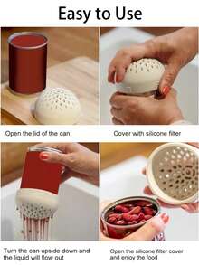 1pc Silicone Can Strainer, Silicone Food Strainer, Silicone Can Filter, Multi-Functional Mini Strainer, Food Mesh Strainer, Multi-Functional Strainer, Mini Kitchen Strainer, Portable Silicone Strainer, Home Kitchen Accessory, Strainer Can Also Be Used For Tea, Making Drinks And Sink Filter, Suitable For Kitchen And Party Venues, Halloween Decoration, Suitable As Gift For Friends, Family, Mother, Birthday Gift, Christmas Gift, Halloween Gift - Multicolor - View 6