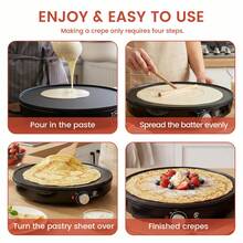 SUPERLEX Multifunctional Crepe Maker, Multi-Purpose Pancake Machine And Household Frying Pan. Featuring A Non-Stick Coating And A Scraper. Adjustable Temperature Control For Cooking Beef Steaks, Fried Eggs And Bacon. Ideal For Kitchen Breakfast Preparation. - UK Plug(220-240V) - View 10