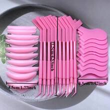 Mollie Lipper Set Alat Ekstensi Bulu Mata 30pcs: Kuas Berbentuk Y + Bantalan Silikon + Tongkat Pengeriting Bulu Mata 3-in-1 - Berwarna merah muda - View 8