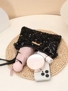 Fashion Sequin Women's Handbag Small Square Bag Shoulder Crossbody Bag - Black - View 5