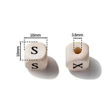 50 Pcs Bulk Natural Wood Letter Cube Beads, Printed English Alphabet Beads DIY Jewelry Charms For Bracelets, Necklaces & Handicraft Projects - Random Letters A-z - View 2