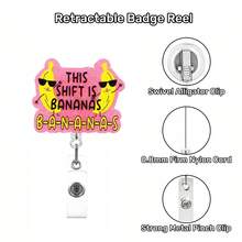 1/2pcs Banana Retractable Badge Holder, Easy Pull Retractable ID Card Clip, Medical Nurse Badge Holder - Multicolor - View 3