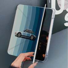 1 pieza Funda protectora para tableta con patrón de carreras vintage, soporte magnético plegable 3+Y de varios ángulos con ranura para lápiz y función de suspensión/activación automática, compatible con iPad Pro/Air, Pad 5/6/21, Pad, MatePad, Honor Pad - Multicolor - Ver 4
