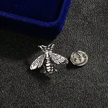1件復古個性化蜜蜂胸針領夾針，男女通用，西裝領口鈕扣花飾配件，襯衫領針 - 古銀色 - 查看 3