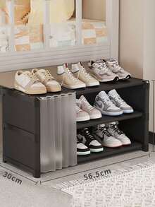 1pc Simple Multi-Layer Shoe Rack For Dorm Bed Under Storage, Household Shoe Cabinet With Wheels, Dust-Proof Shoe Storage Organizer - Multicolor - View 13