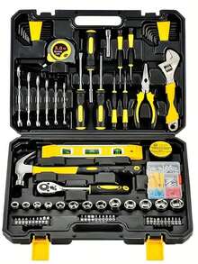 46pcs Multi-Function Ratchet Wrench Set, Men's Tool Kit, Hex Key With Socket, Toolbox, Automotive Mechanical Tools, 1/4 Inch Drive, Metric, With Extension Bar, Ultra-Compact Multi-Function Solution For Bicycle And Motorcycle Maintenance, Automotive Maintenance And Home Use, Automotive Mechanical Tools - Steel Plated Construction, Pre-Assembled, Manual, With Storage Box - Multiple Styles - View 1