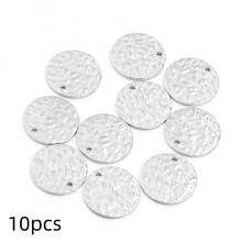 10pcs Stainless Steel French Embossed Bracelet Pendants - Nordic Style Charms For DIY Jewelry Crafting, Bracelet Pendant, Stainless Steel, French Embossed, Single Hole - Multicolor - View 9