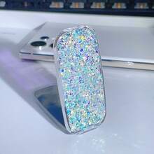 High-Shine Silver Purple Makeup Mirror Phone Stand Mini Foldable Phone Holder One-Piece Mirror Phone Stand Slouchy Desktop Support Bracket - Multicolor - View 9