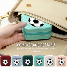 1pc World Cup Custom Soccer Jewelry Box – Personalized Name, UV Print, Zipper Closure, Perfect Fan Gift Souvenir - A11 - World Cup Football - View 3
