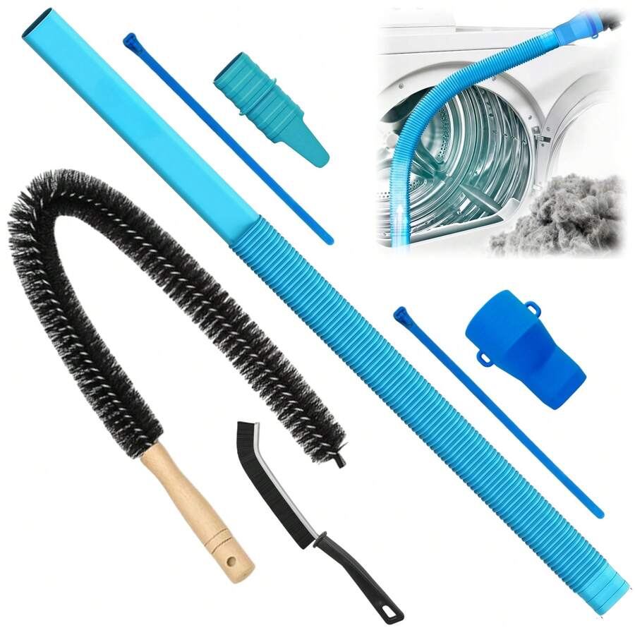 Upgraded Dryer Vent Cleaning Hose Featuring Cable Tie Slots; Includes 2 Cable Ties, A Lint Brush, And A Crevice Brush. This Vacuum Hose Attachment Offers A More Secure Connection And Serves As A Dryer Vent Cleaning Tool Compatible With Most Vacuum - A - View 1