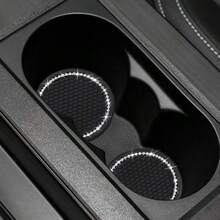 2pcs/1pc/4pcs - Rhinestone Decor Non-Slip Car Cup Holder Coasters - Rhinestone Mesh Coaster - View 2