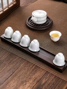 1pc Water Cup Holder Drip Tray, Chinese Kung Fu Tea Cup Storage Tray, Wooden Tea Set Tray Drip Cup Pad, Desktop Tea Set Storage Cup Holder, Multi-Functional Tea Set Storage Organizer Rack - Multicolor - View 5
