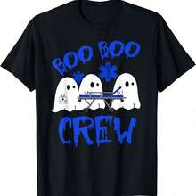 Boo Boo Crew Halloween T-Shirt With A Fun Ghost Design For EMS, EMT, Paramedics, And Nurses - Black - View 1