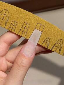 2pcs 100/180 Grit Nail File Polishing Block Professional Double-Sided Sandpaper Grinding Board Suitable For Acrylic And Natural Nails Washable Wear-Resistant Double-Sided With Ruler Nail Shape Template Manicure Tools Nail Care Products - Khaki - View 4