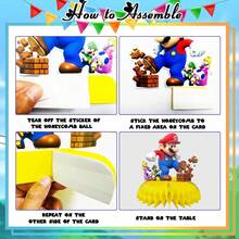 SUPER MARIO BROS. 1 Set Décoration de Centre de Table Mascotte d'Aventure en Nid d'Abeille, Cadre en Papier Pliable à Double Couche, Arrangement de Table pour Fête d'Anniversaire, Accessoires de Photographie de Scène de Fête de Célébration et Décoration d'Événement Thématique, Convient pour la Stylisation de Fête Surprise pour Filles - Multicolore - Voir 5