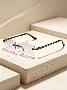 Gafas sin montura con lentes lisas biseladas para hombres, adecuadas para uso diario - Multicolor - Ver 3
