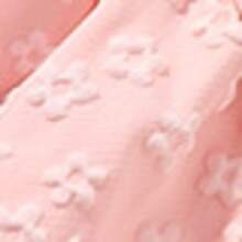 Newborn Baby Girl Long Sleeve Lace Embroidered Princess Romper With 3D Bow Full Print Pink Floral Dress Style Bodysuit And Bow Hair Tie, Cute 2 Pieces Set For 1st Birthday Party And Outings, Spring/Autumn - Pink - View 8