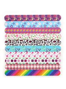 5pcs Ditsy Floral Double-Sided Nail Files, EVA Sponge Nail Files, 5cm/6cm/17.8cm Multiple Sizes Available - Multicolor - View 6