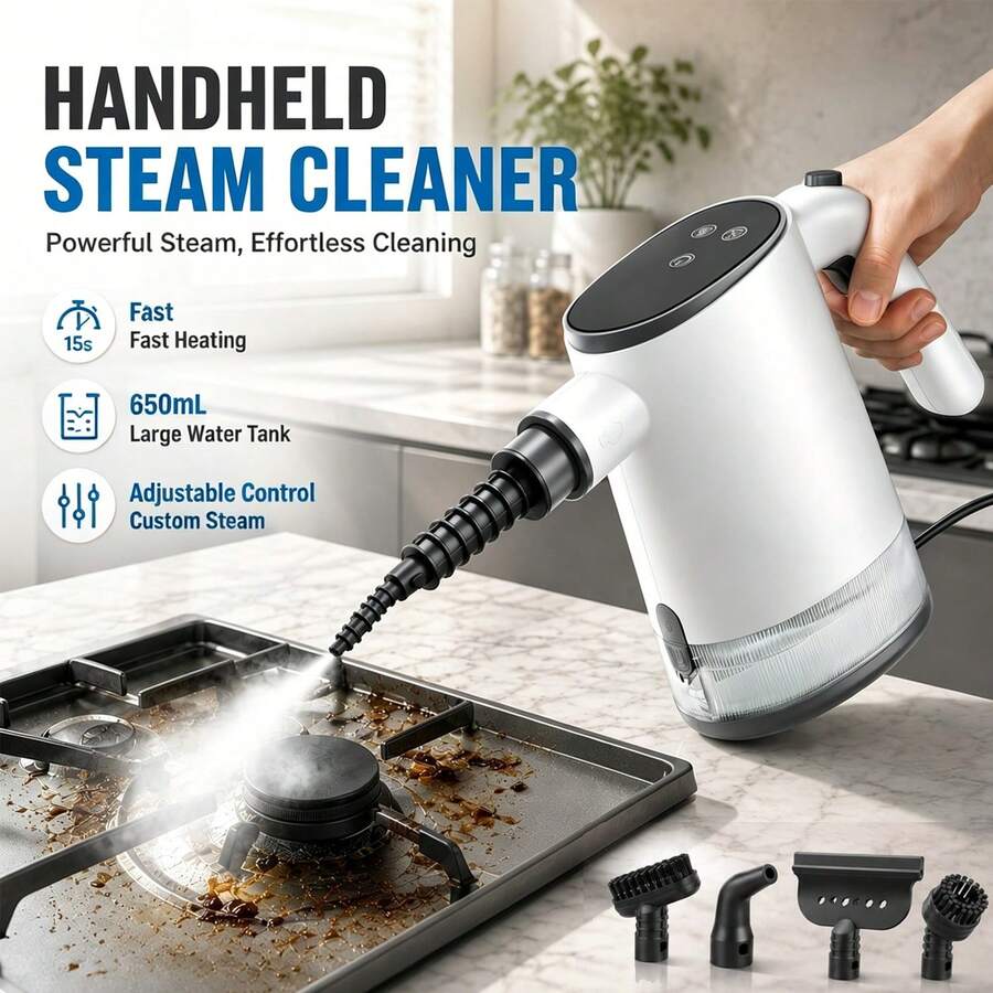 JAWFOAL Handheld Steam Cleaner With 15s Fast Heat, 650mL Large Tank, Adjustable Pressurized Steam, Multi-Surface Cleaning For Kitchen, Bathroom, Car, Tile & Furniture - View 1