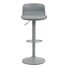 Adjustable Swivel Stool Set Of 2 / Modern Style Bar Stools / Plastic Backrest & Faux Leather Seat / Gas Spring Height Adjustment / Suitable For Kitchen Islands Or Dining Rooms - Grey - View 6