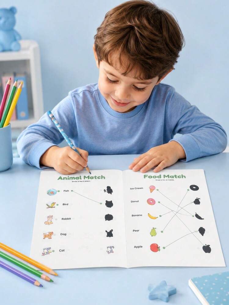 Children's Fun Matching Game Notebook, Early Education Educational Animal & Transportation Cognition Exercise Book, Back To School Season Tutoring Material, Teacher Classroom Reward Notebook - Multicolor - View 2