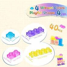 40 buah Balok Lunak Sensorik, Mainan Susun Elastis Lembut Montessori, Puzzle Edukasi Dini yang Dapat Diremas dan Diregangkan, Hadiah Kreatif untuk Anak Laki-laki dan Perempuan - MultiWarna - View 3