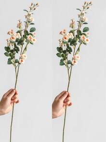 2pcs Artificial Wild Rose Plant Decor, Realistic UV-Resistant Faux Multi-Flower Roses, Suitable For Wedding Bridal Engagement, Birthday Holiday Party Decoration, Farmhouse Style, Living Room, Tabletop Centerpiece, Vase Home Decor - Multicolor - View 11
