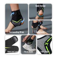 HYL SPORTS 1 cái băng cổ chân nén, có dây đeo điều chỉnh, hỗ trợ và quấn cổ chân, thiết kế hở, tất hỗ trợ cổ chân nhẹ, thoáng khí và thoải mái, cho nam và nữ, dùng cho công việc và đời sống hàng ngày - màu đen, một size - màu đen - Xem 4