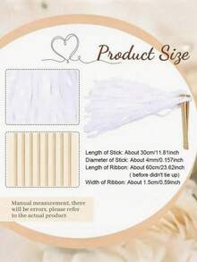 10/30/50/60Pcs White Lace Ribbon Fairy Wands With Gold Silver Bells, Twirling Streamer Sticks, Wedding Christmas Party Cheering Props & Guest Favors Exquisite Disposable Ribbon Wristbands For Event And Conference Admission Wedding Decor - White - View 6