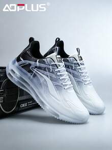 AoPlus Men's Street Style Running Shoes, Shock Absorbing, Comfortable, Slip-Resistant, Durable Sports Shoes, Suitable For Outdoor Activities - 黑與白 - 查看 3