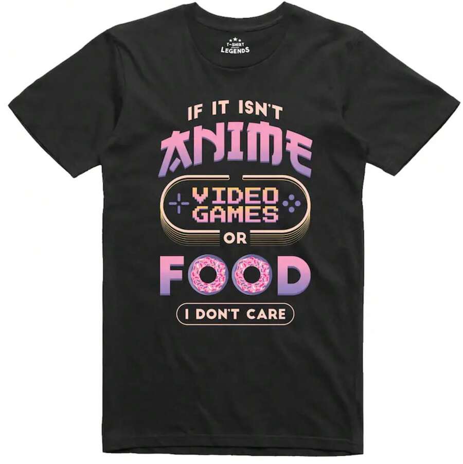 Camiseta de Anime para Hombre, Gamer, Manga, Estilo Japonés, Geek, Corte Regular, Gildan - Negro - Ver 1