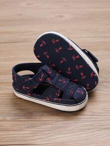 1 Pasang Sandal Bayi Usia 0-1 Tahun, Sepatu Jalan Bayi Balita dengan Sol Lembut dan Ujung Tertutup - Biru - View 2